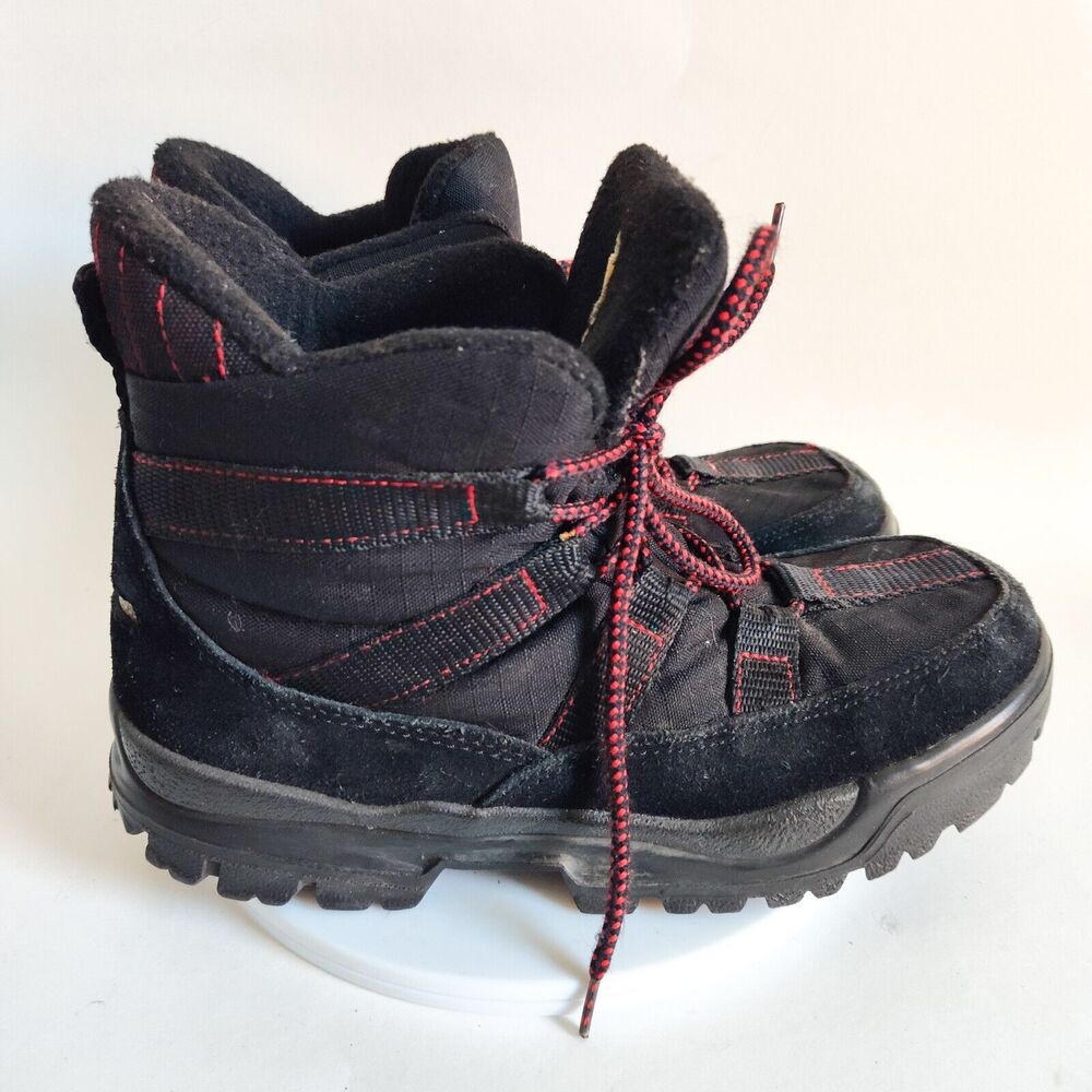 LL Bean Hiking Trail Boots Size 9.5 Vintage Leather Black Red‎ Insulated Womens